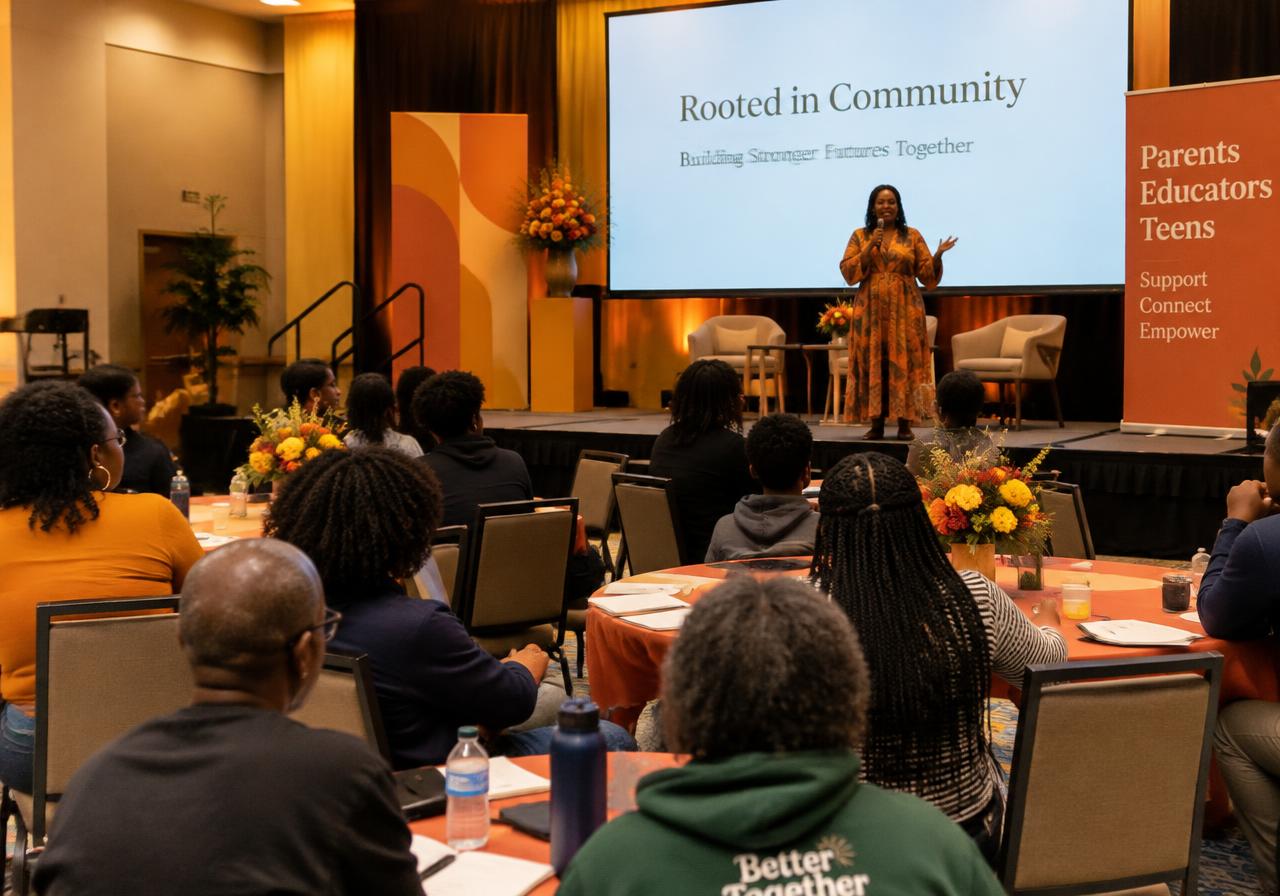 Families and educators at a conference session